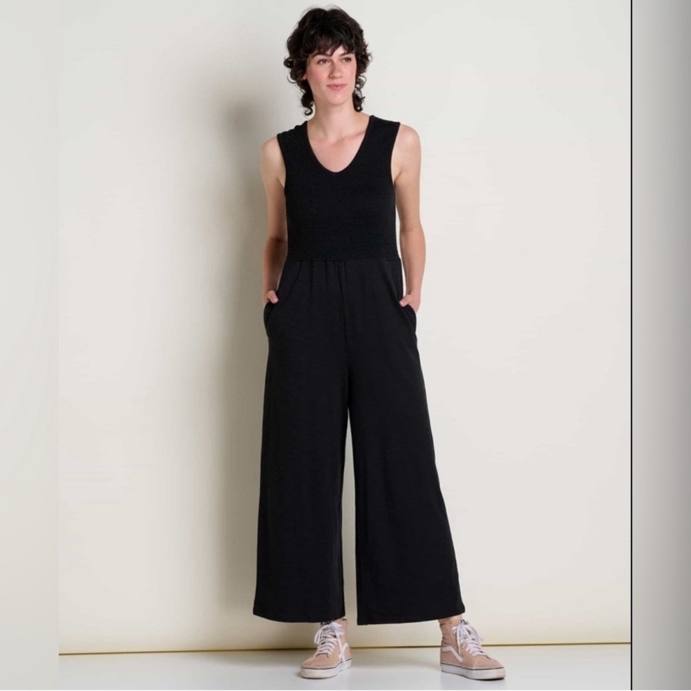 Toad&Co Black V-Neck Jumpsuit with Wide-Leg Pants